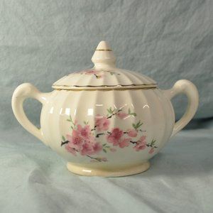 vintage W.S. George Bolero peach blossom 123A 16 oz sugar bowl with lid (214w)